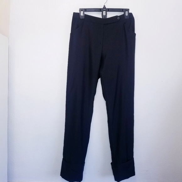 🌸 Giorgio Armani | Black High Waist Trousers with Rolled‎ Hem size 40, Black - Picture 1 of 10